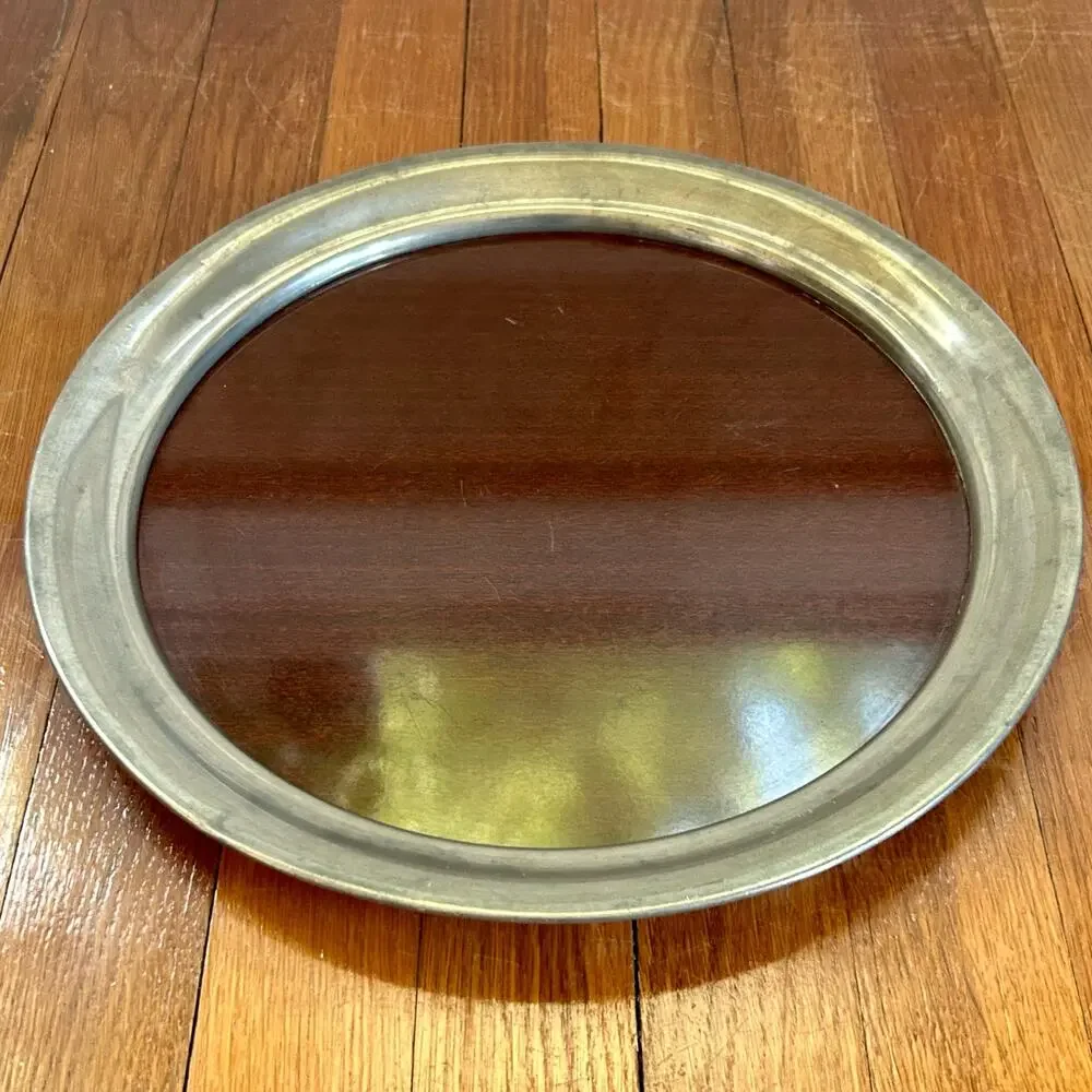 1940s Distinctive American Pewter Formica  Vintage Cocktail Trays Set of 2
